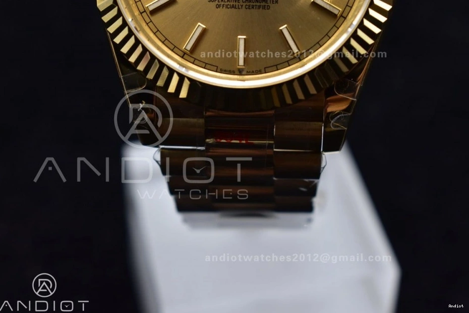 DayDate President 904L Dial JDF Gain 40 YG YG V2 Weight on Bracelet Steel A2836 Stick Markers 0423